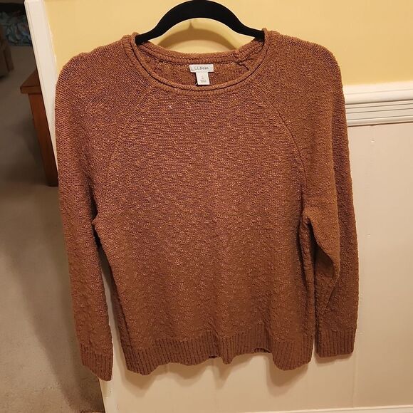 LL Bean Women's Vintage Brown Crewneck Sweater Size L Petite - Picture 1 of 8